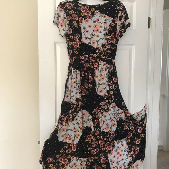 TAKARA Floral Black High & Low Dress medium size - Picture 8 of 8